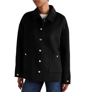 Chaqueta de Motociclista a Cuadros para Mujer, Blanca, Elegante, de Manga Larga, con Botones, Forro de Algodón Transpirable y Ecológico, Estilo Moderno y Cómodo - Product Image 2