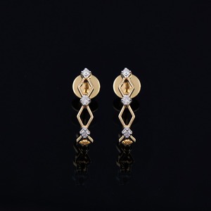 Boucles d'oreilles de conception de losange géométrique en or massif 14 carats pour femmes classiques meilleure qualité Moissanite avec goutte de diamant pour la mode de fête - Product Image 2