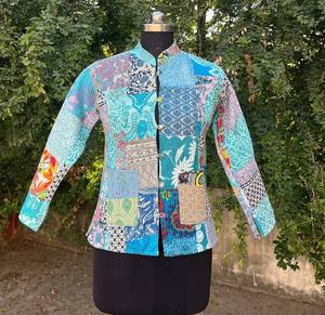 Chaqueta Kantha hecha a mano para mujer, chaqueta Kantha de retazos surtidos de algodón indio, chaqueta Kantha Reversible acolchada a mano, abrigo Hippie - Product Image 1