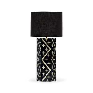 Faizacraft Lampe de table d'appoint de lit en résine d'os artisanale vintage Lampe de table en métal incrusté pour la décoration de la maison ou de l'hôtel - Product Image 1