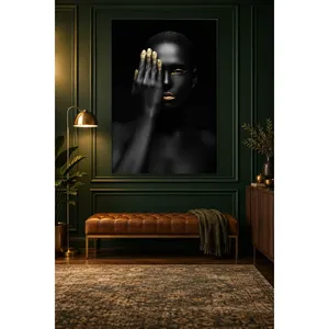 Fida Mysterious Woman Portrait with Gold Fingers <b>Canvas</b> Print - Product Image 1