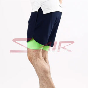 Short de compression pour homme, taille élastique, séchage rapide, idéal pour la course, la gym et le fitness, motif uni en toile, taille mi-haute – Meilleure vente - Product Image 2