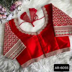 New Designer Party Wear Embroidery Blouse Indian Ladies Wear Fully Stitched Soft <b>Silky</b> Zimichoo Free Size with Low Price Blouse - Product Image 4