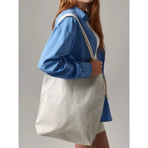 Borsa Shopper in Cotone Organico a Righe, Sostenibile, per Promozioni e Merchandising - Product Image 1