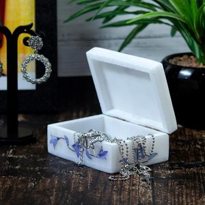 Meilleure vente de boîte à bijoux carrée de luxe en marbre fabriquée à la main en Inde avec des perles de nacre de style moderne d'approvisionnement dans le monde entier - Product Image 2