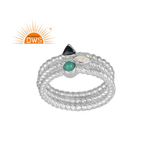 Venta caliente fina plata esterlina Natural Multi piedra preciosa declaración banda anillo joyería para mujer regalo para ella - Product Image 1