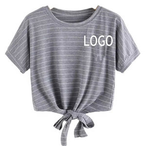 Nuevas llegadas Tops cortos de fitness personalizados para mujeres Nueva moda elegante 100% algodón tops Camisetas de mujer en blanco al por mayor OEM - Product Image 1