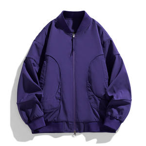 Veste bomber unisexe à prix avantageux, coupe-vent, chaude, rembourrée, col montant, denim vintage, surdimensionnée - Product Image 2