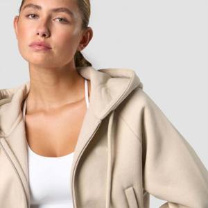 Soft Cotton <b>Cropped</b> <b>Zip</b> <b>Up</b> Stylish Casual Comfortable Everyday Wear Women <b>Hoodies</b> - Product Image 2