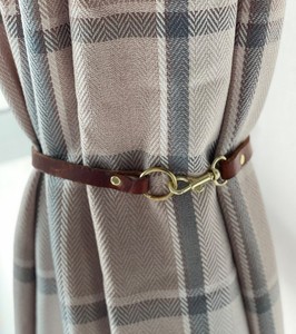 Leather Curtain Minimalist Tie Back, Handmade Genuine British Leather - Product Image 1