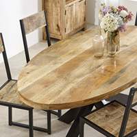 Table de salle à manger ovale en bois 6 8 places Merlin Mango