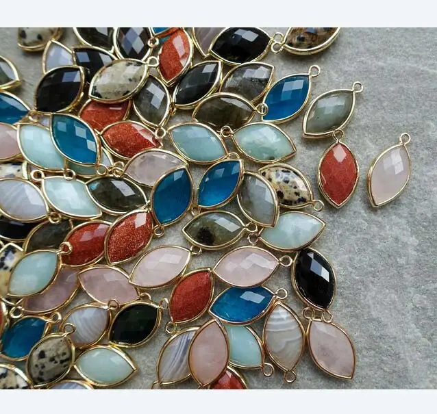 Konektor kristal multiwarna alami perhiasan Set Bezel berlapis terbaik tampilan untuk kalung perhiasan