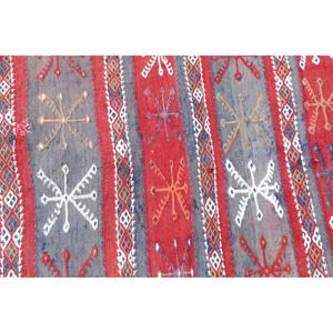 Vintage Turkish Kilim Small Rug 2.1x3 ft, <b>Red</b> Solid Rug <b>Wool</b> - Product Image 5