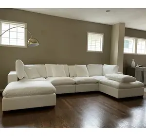 100% Natural Down Feather White L Shape Sofa High Quality Indochin Manufacturer from Vietnam furniture living room sofa