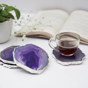 Agate <b>Coaster</b> - Wholesale Natural <b>Green</b> Agate Drink <b>Coasters</b> with Silver Edge Bulk Semi-Precious Stone Crafts <b>Coaster</b> - Product Image 6