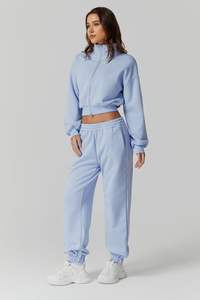 Tenues 2 pièces pour femmes veste zippée complète survêtements à manches longues survêtement de salon polaire avec joggers - Product Image 4