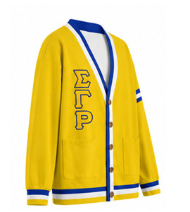 New Design Sigma Gamma Rho <b>Jersey</b> Sorority V Neck Embroidered Button Stripes Letter Pattern Wool-Lined College <b>Cardigans</b> Acrylic - Product Image 3