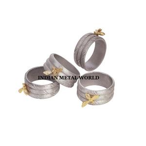 Juego de 4 servilleteros de Metal chapados en oro, mesa decorativa de calidad Superior, soporte de pañuelos de Metal de forma redonda a precio competitivo - Product Image 4