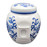 Pot de rangement cylindrique en céramique bleu et blanc Qianrui avec couvercle en céramique, écologique, durable, capacité de 2,0 à 3,0 L pour la maison