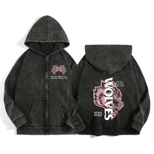 Wolves Sport Zip Up Hoodies para hombres mujeres algodón estampado gótico Harajuku chaqueta con capucha sudaderas Casual Manga Pullover - Product Image 2