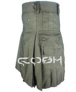 กระโปรงอเนกประสงค์สำหรับผู้ชายผ้าคอตตอนสีเทาทนทานพร้อมรายละเอียดที่ทันสมัย - Product Image 3