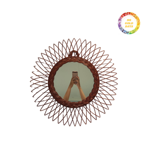 Marco de ratán de espejo tejido elegante para decoración de sala de estar - Product Image 5