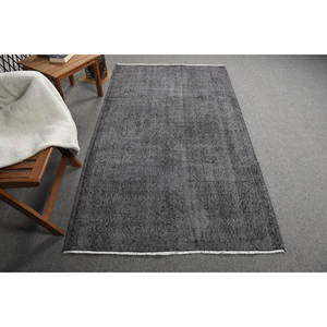 Alfombra turca Vintage moderna de 3,9 'X 6,9 ', Alfombra de lana de tejido plano gris, patrón de retazos, respaldo de látex para decoraciones de sala de estar - Product Image 1