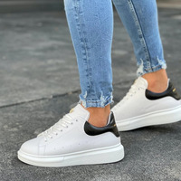 Baskets montantes pour hommes à semelle épaisse, antidérapantes, légères, pour le printemps, l'automne et l'hiver, blanches et noires, qualité supérieure, faites à la main, en cuir véritable