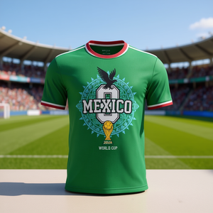 Maglia Unisex per Tifosi di Calcio Mondiali Messico 2026, T-Shirt Promozionale con Grafica Aquila Verde - Product Image 3
