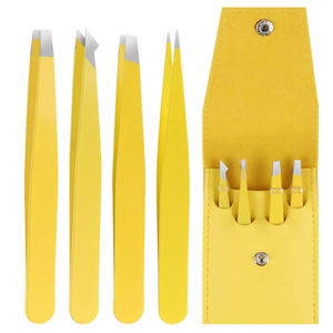 Pinzas para cejas inclinadas de 3,7 pulgadas de Venta caliente con tijera para cejas de punta roma con almacenamiento portátil - Product Image 1