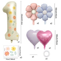 Ballons en aluminium à numéros et motifs Mondrian, en forme de cœur et de fleur, pour décoration de fête en extérieur sur pelouse