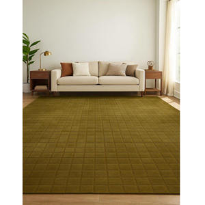 Tapis moderne en laine verte, tissé à la main, motif quadrillé, pour la décoration intérieure, cadeau de Noël pour le salon, utilisation en pique-nique - Product Image 5