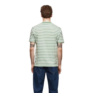 เสื้อยืดคอกลมสำหรับผู้ชายเสื้อคอตตอนลายขวางพิมพ์ลายทางทรงหลวม230 GSM โอเวอร์ไซส์จากผู้ผลิตเสื้อผ้า OEM - Product Image 2