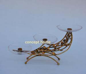 Assiette à fruits et en-cas en acier inoxydable jetable, sans BPA, écologique, avec cadre doré, design multi-couches, pour les fêtes - Product Image 1