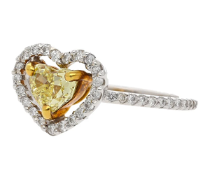 Anillo de compromiso de Halo de diamante de corazón amarillo flotante de Plata de Ley 925 sólida para joyería de moda de mujer - Product Image 5