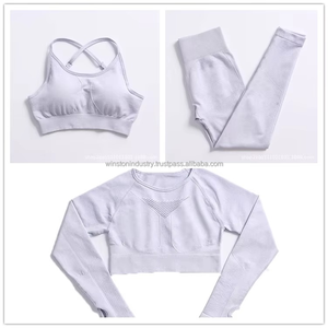 Nouvel ensemble de yoga pour femmes, 100% coton, respirant, motif uni, personnalisable, haute qualité, tendance, prix attractif - Product Image 2