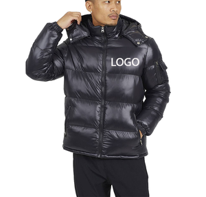 Veste matelassée en toile respirante avec fermeture éclair sur le devant, imprimé à motifs, réfléchissante noire, style streetwear ODM pour hommes - Product Image 5