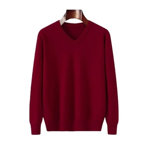 Suéteres de Cachemira para Hombre al por Mayor, Cuello en V, Tejido de Punto, Otoño Invierno, Cálido, Color Sólido, Ropa de Punto de Cachemira - Product Image 3