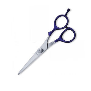 Ciseaux de salon de beauté avec embout à vis amovible, manche bleu revêtu, ciseaux de coupe de cheveux de salon, lame droite en acier métallique - Product Image 4