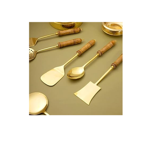 ช้อนตักและไม้พายสำหรับทำอาหาร5ชิ้นของดีไซเนอร์ที่ดีที่สุดสำหรับทำอาหารเซิร์ฟเวอร์ช้อนขัดทอง - Product Image 1