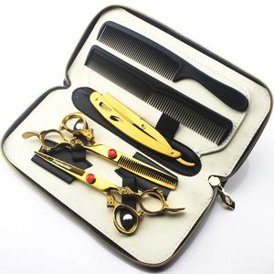 Ensemble de ciseaux de coiffeur professionnels en acier inoxydable et lame droite avec poignée en caoutchouc à pointe pointue ensemble de coupe de cheveux de ciseaux de coiffure - Product Image 1