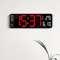 Jam Dinding Ruang Tamu Serbaguna 13 inci, Jam Digital Huruf Besar, Beberapa Set Jam Alarm, Multifungsi