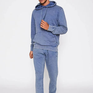 Survêtement en coton épais de haute qualité lavé à l'acide Streetwear Drop Shoulder Hoodie Joggers Set Survêtements durables pour les femmes - Product Image 1