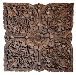 Panneau de décoration murale en bois Plaque murale en bois sculpté à la main panneau de sculpture sur bois pour la décoration intérieure - Product Image 2