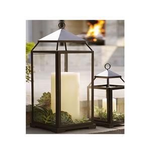 Lanterne suspendue de taille et de forme personnalisées pour une utilisation intérieure et extérieure Lanterne de couleur noire en fer et en verre - Product Image 6