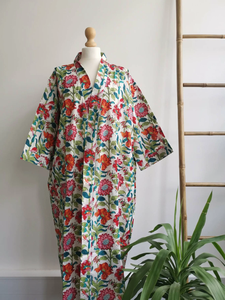 ชุดคลุมชายหาดลายดอกไม้ทำจากผ้าฝ้าย100% แท้สำหรับฤดูร้อนเสื้อคลุมคลุมตัวสวมใส่สบายสำหรับคุณแม่-สำหรับฤดูใบไม้ผลิ - Product Image 5