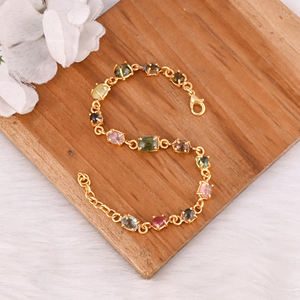 Pulsera de Plata de Ley 925 de Diseño para Mujer, Pulsera Hecha a Mano Personalizada con Turmalina, Joyería, Pulsera de Cadena de Eslabones - Product Image 5