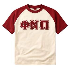Camiseta Raglán de Chenilla Phi Nu Pi, Talla Estándar, Algodón Premium, Bordada, Ropa de Fraternidad Griega - Product Image 4