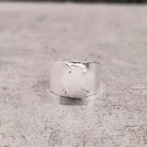 Bague pour femme en pierre brute, pierre de lune arc-en-ciel naturelle, pierre précieuse authentique, large, en argent sterling 925 - Product Image 4