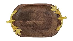 Bandeja para servir de madera grande con acabado liso Juego de bandejas para servir de madera con diseño tallado Bandeja para servir de madera pulida - Product Image 4